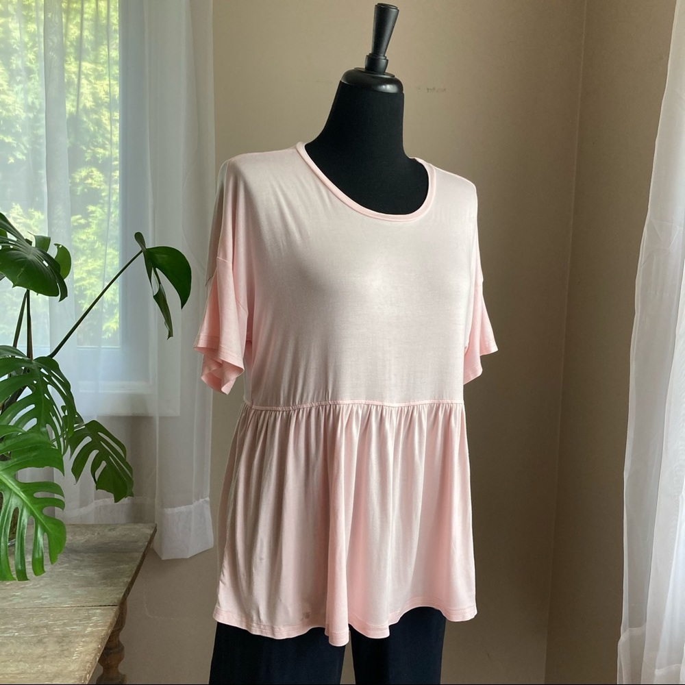 Amaryllis Pink Baby Doll Soft Short Sleeve Top